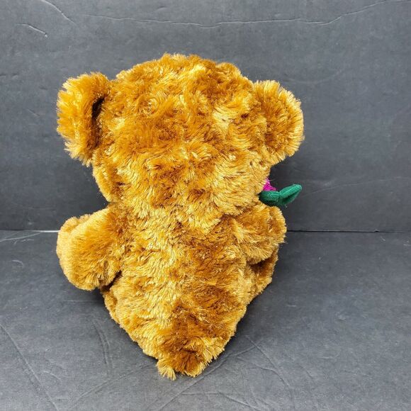 Dan Dee Teddy Bear Plush Stuffed Animal Brown Rose Flower Gift Valentine's Day - Picture 3 of 8